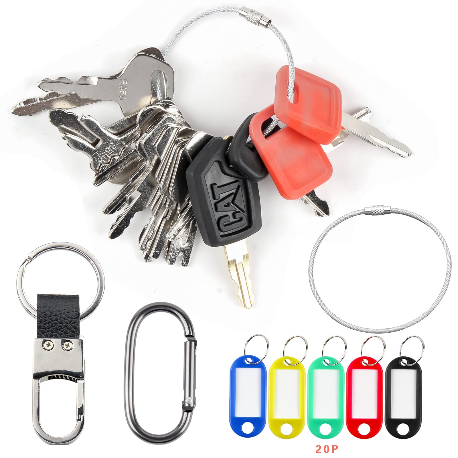 Heavy Equipment Keys Master Set 19PCS,Universal Equipment Key Set,Construction Equipment Keys for Terex, Toyota, Takeuchi, Hyster, Kubota, Cat, Kobelco,JCB, Bobcat, KOM, JLG, JD & More