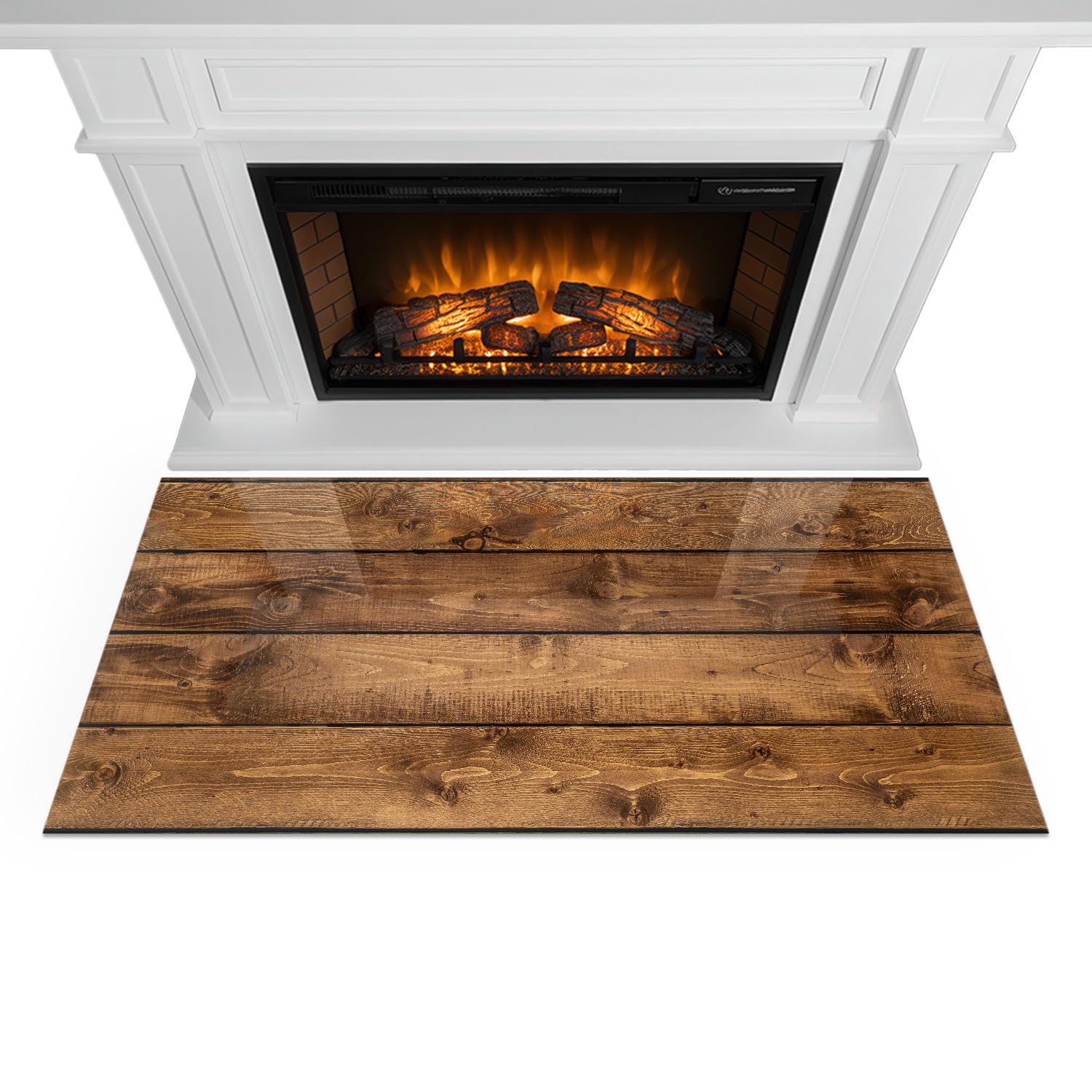 Piastra per Camino di Vetro Temperato 100x50 cm Resistente a Scintille e Graffi Protezione del Pavimento dal Calore Premium Design Elegante e Sicuro - Tavola di legno con venature