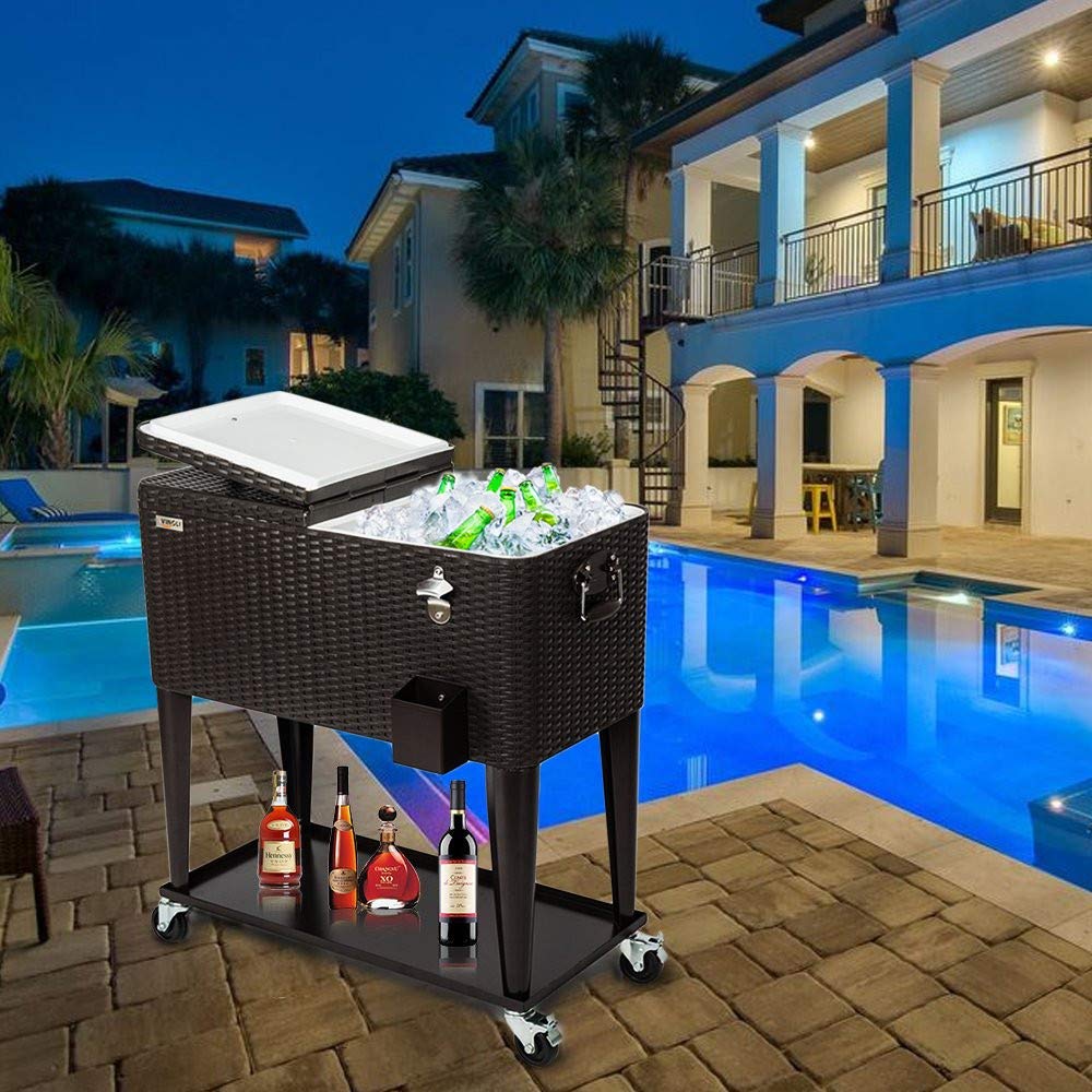 Buy SUNCOO 80 Quart Rolling Cooler Cart Ice Chest Portable for Outdoor