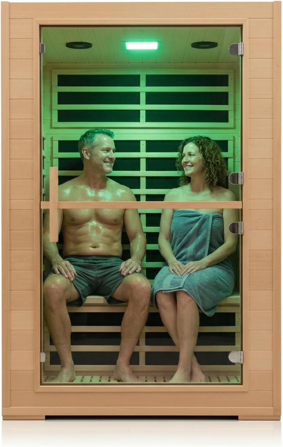2 Person Far Infrared Sauna, 1800W Low EMF Wooden Infrared Sauna Room for Home, 8 Heating Panels Therapy Sauna with Hemlock Wood, Indoor Sauna Spa for Relaxation, Muscle Relief (Double Person Sauna)