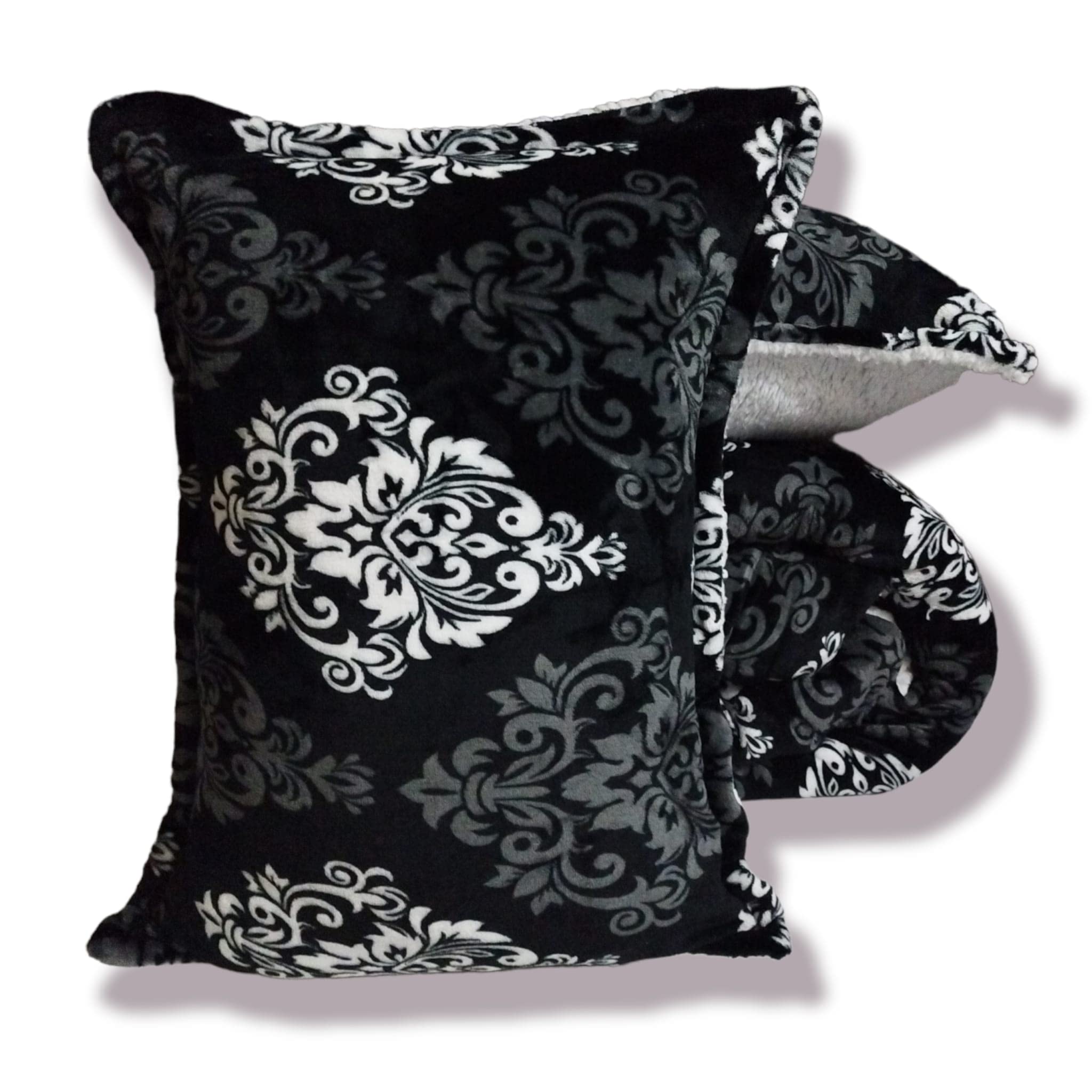 Mercatienda Edredón Nórdico Borreguillo Cama 240 x 260 cm/Sherpa y Sedalina Tacto melocotón. Edredón de Invierno vinta Negro Tacto Suave, calientito