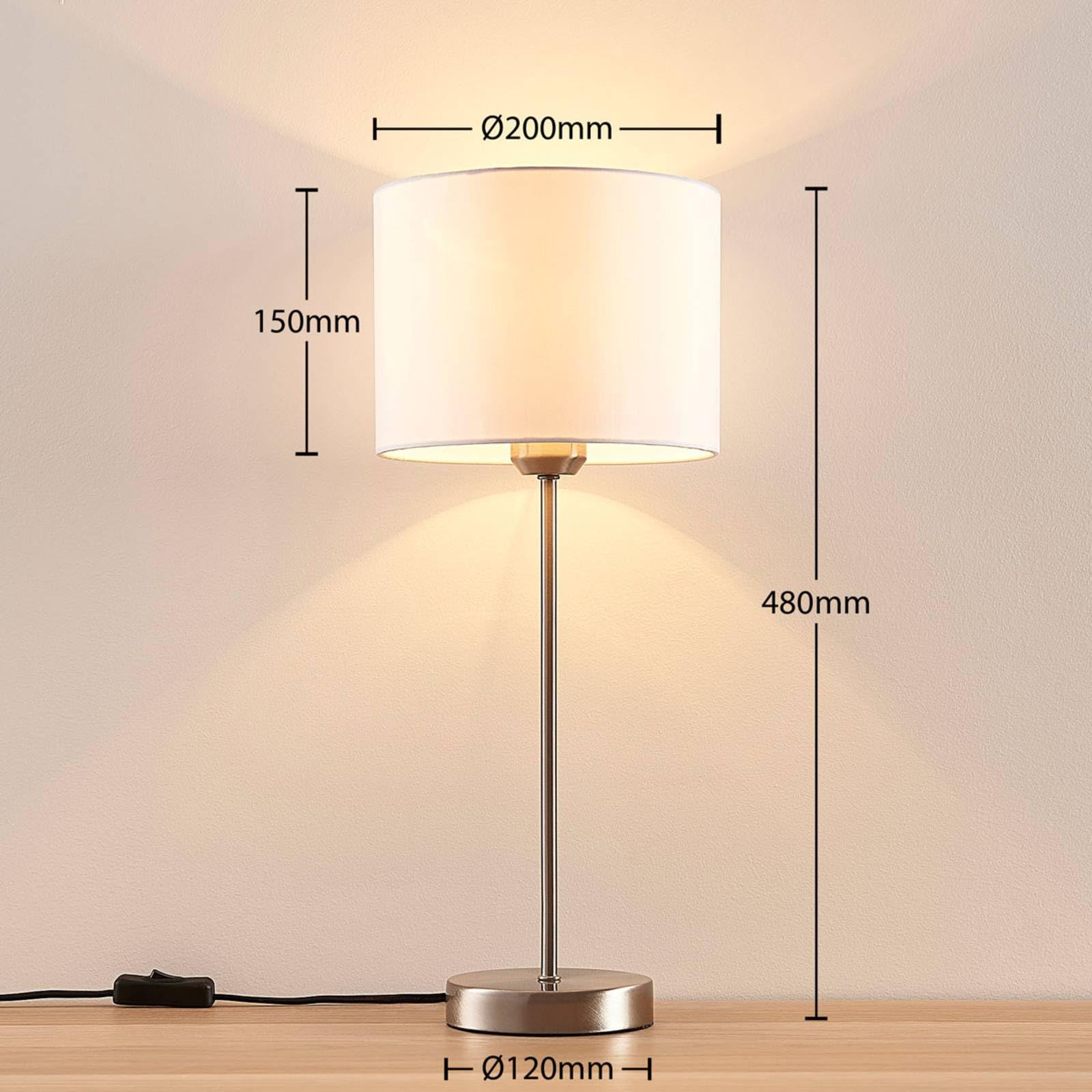 Lindby lampe à poser en nickel satiné, blanc, de chevet