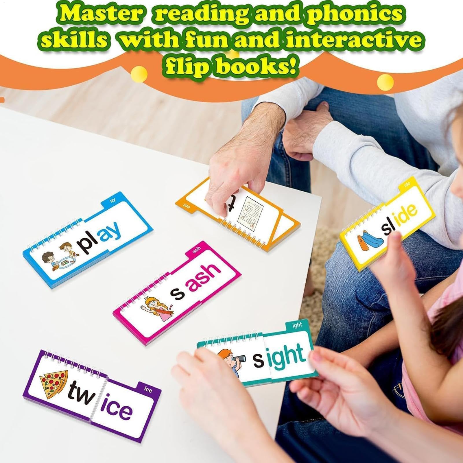 30 Lire ET Rhyme Books, Word Family Flash Cards, Mords Sight Words Kids Learning, Phonics & Rhyming Practice, Interactive Learning Experience, 24.80x16.8x5 cm pour Les garçons âgés de 4 à 8 Ans