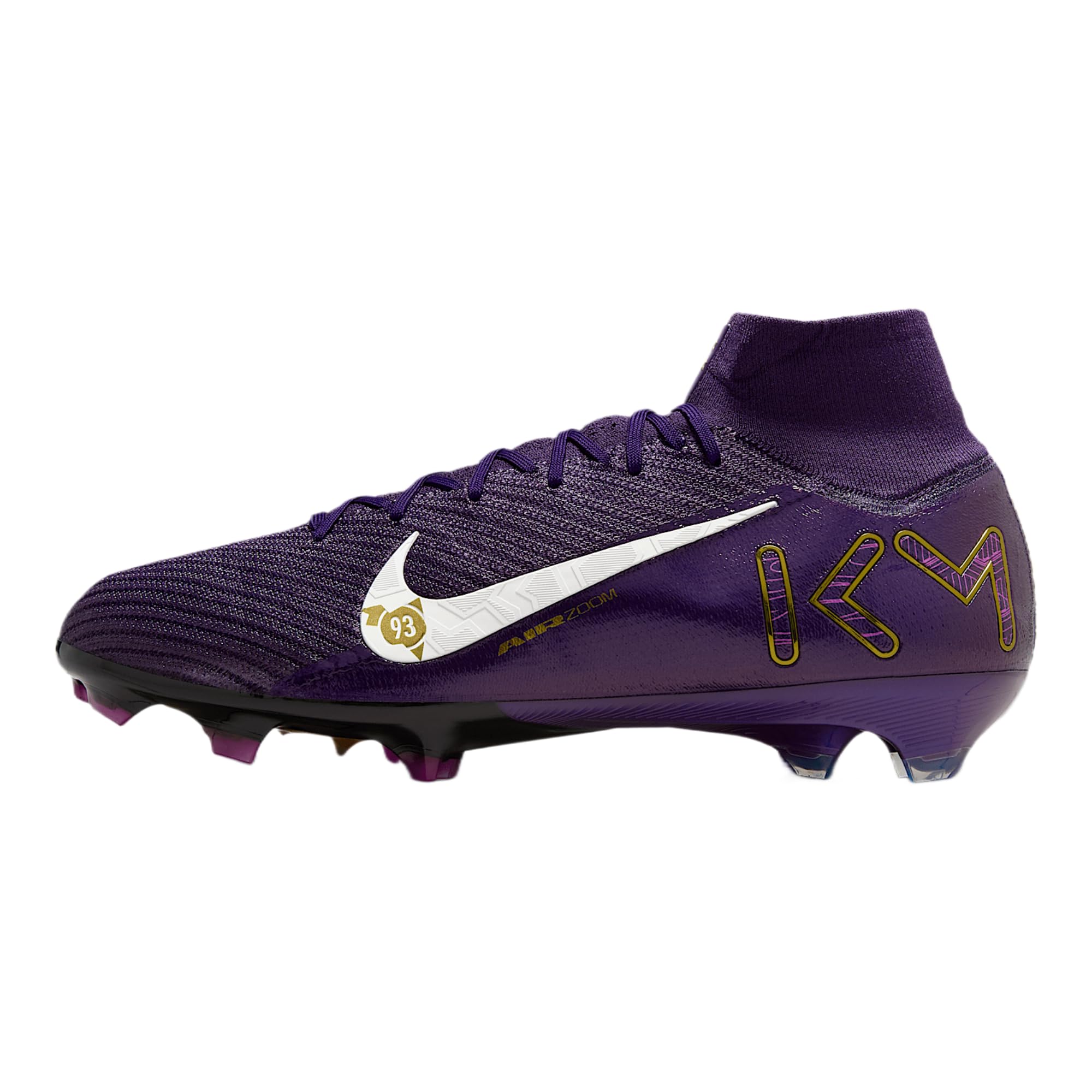 Nike Mercurial Superfly 10 Elite Kylian Mbappe FG High-Top Soccer Cleats (FQ8692-500, Grand Purple/Pale Ivory) Size 8