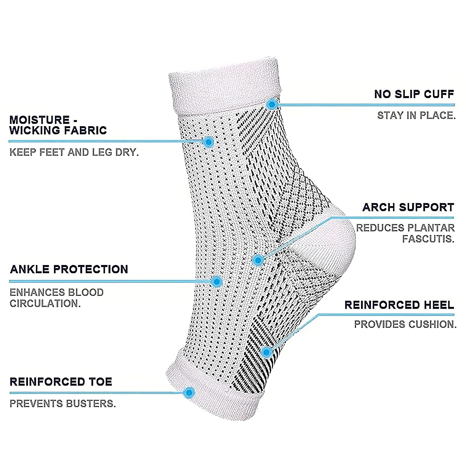 2 Paires Chaussettes pour Neuropathie Chevillere Entorse Chaussettes Chevillere De Maintien Sport Attelle Cheville pour Hommes Femme Protege Cheville for Football Basketball Running Hiking