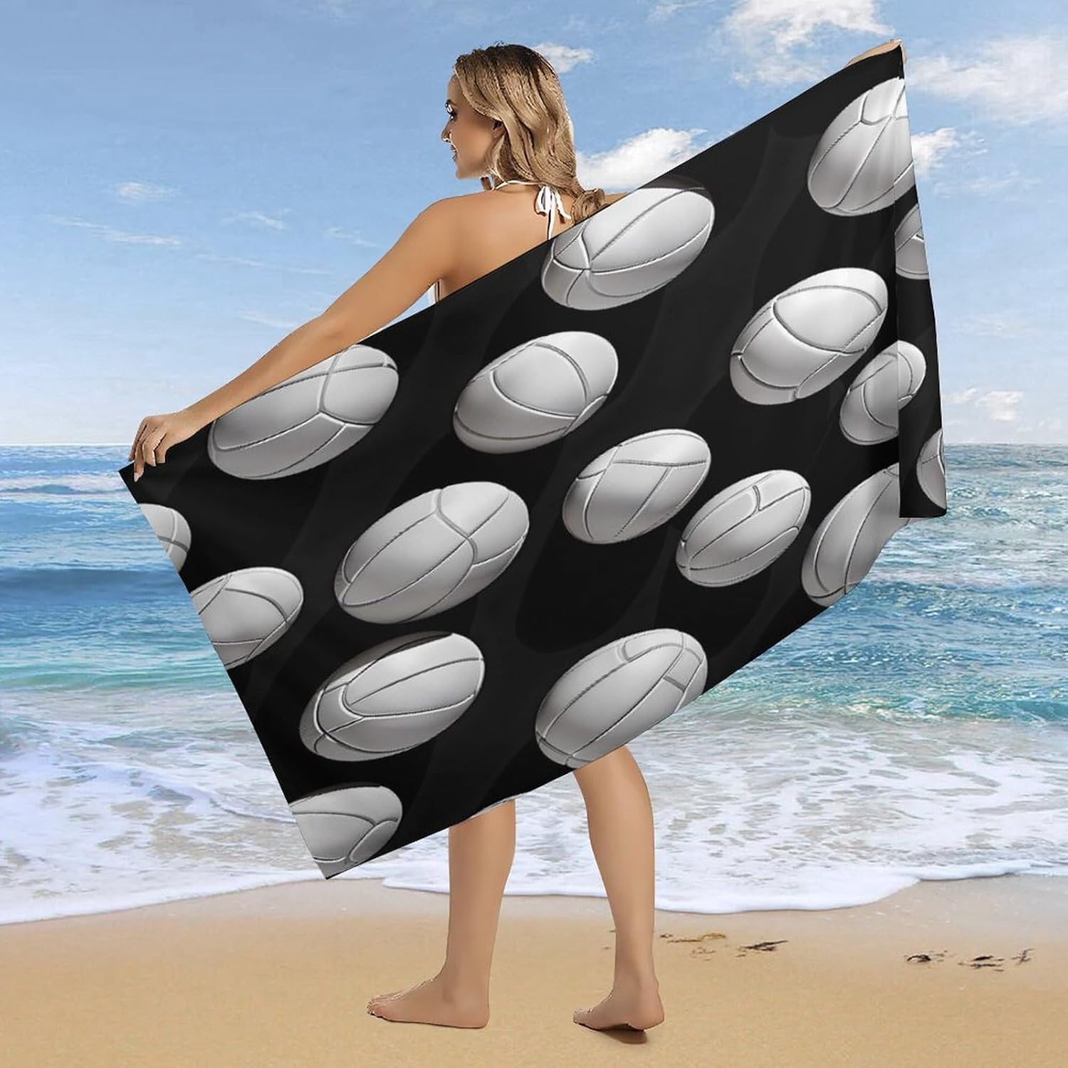 Sport Volleyball Bath Towel Beach Towels Quick Dry Oversized Bath Blanket Highly Absorbent Towel for Women Men 160x80cm