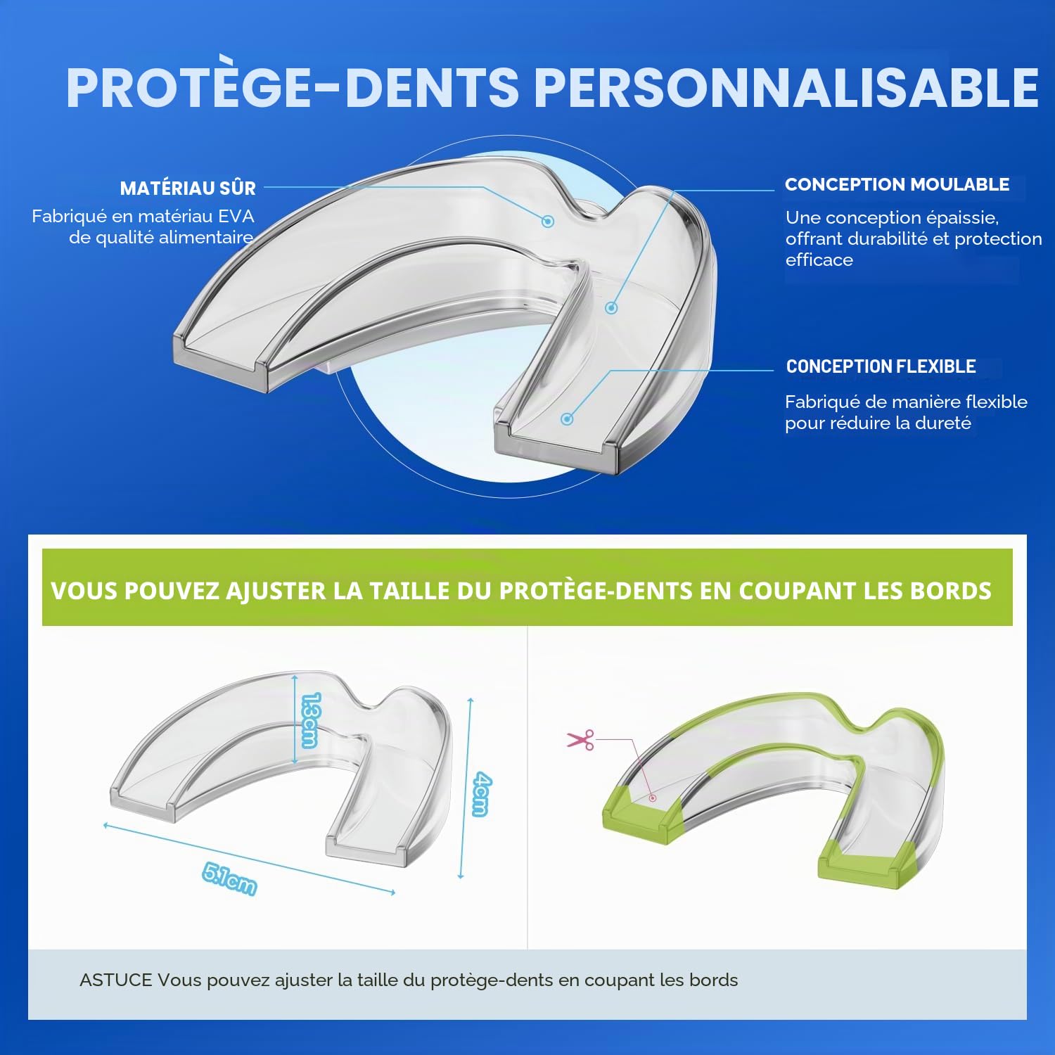 Protège-dents pour le grincement des dents – Garde de nuit pour adulte (4 Packs)