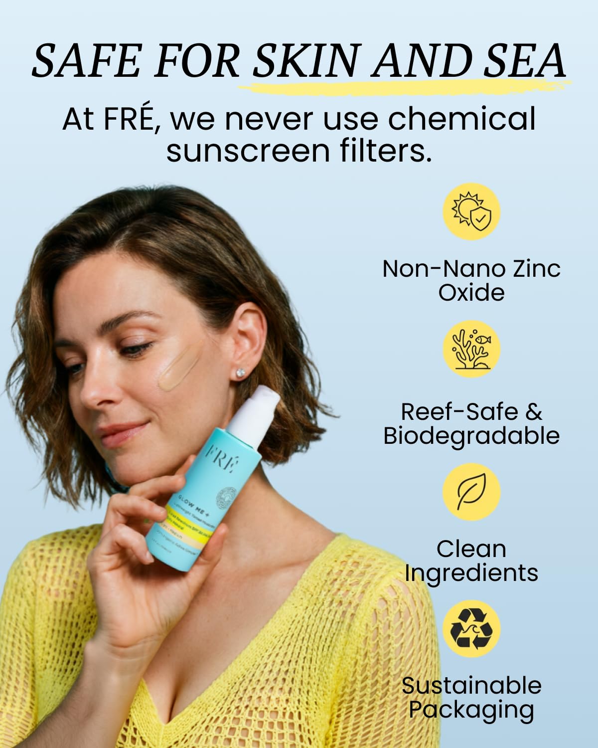 Tinted Mineral Sunscreen with Non-Nano Zinc Oxide, SPF 30 Face Moisturizer, GLOW ME by FRE Skincare (Medium-Deep) - Hydrating Lightweight Face Cream for Smoother & Glowing Skin - Reef-Safe Sunscreen