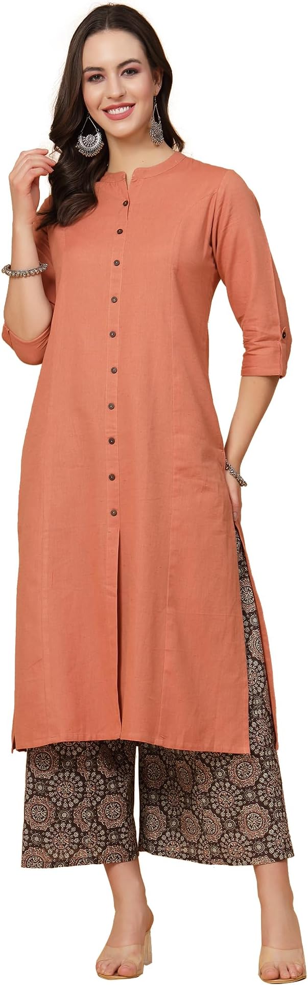 Pistaa's Women's Cotton Solid Kurta With Palazzo Bottom Set (KWTPRNTPZOMX)