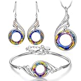 "Rise From the Ashes" Phoenix Earrings Necklace Bracelet Jewelry Set&comma; Symbol of Luck and Renewal