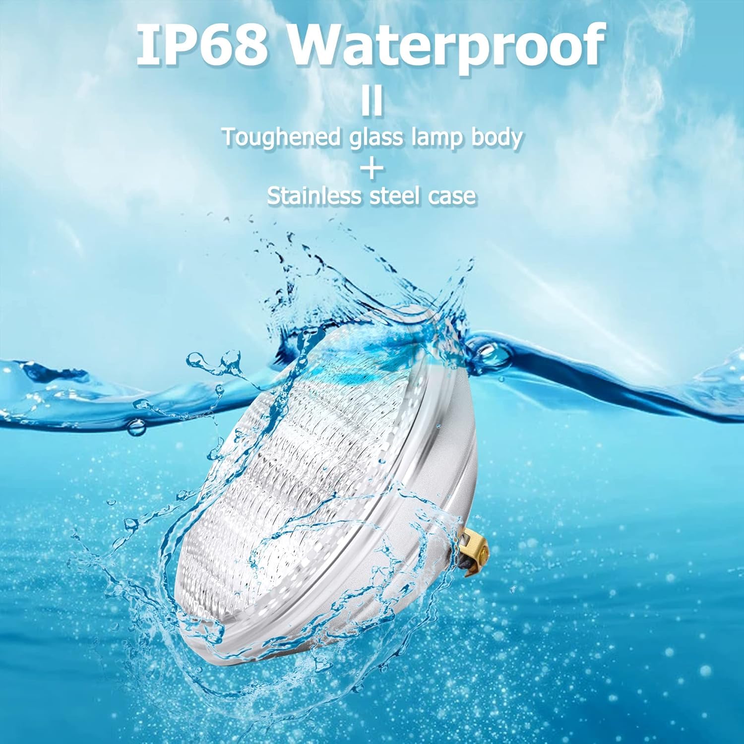 AHJ 36W Luce Calda Luci per Piscina PAR56, Luci Impermeabili per Piscina IP68, LED Piscina Luce Piscina, IP68 Faretto Per 12V DC/AC, Fascio di 120°