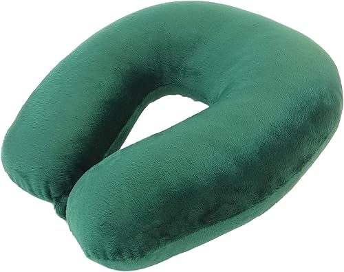 Miniatura 5 de Almohada de cuello de microfibra suave, compacta, perfecta para viajes en avión o en automóvil, verde cazador
