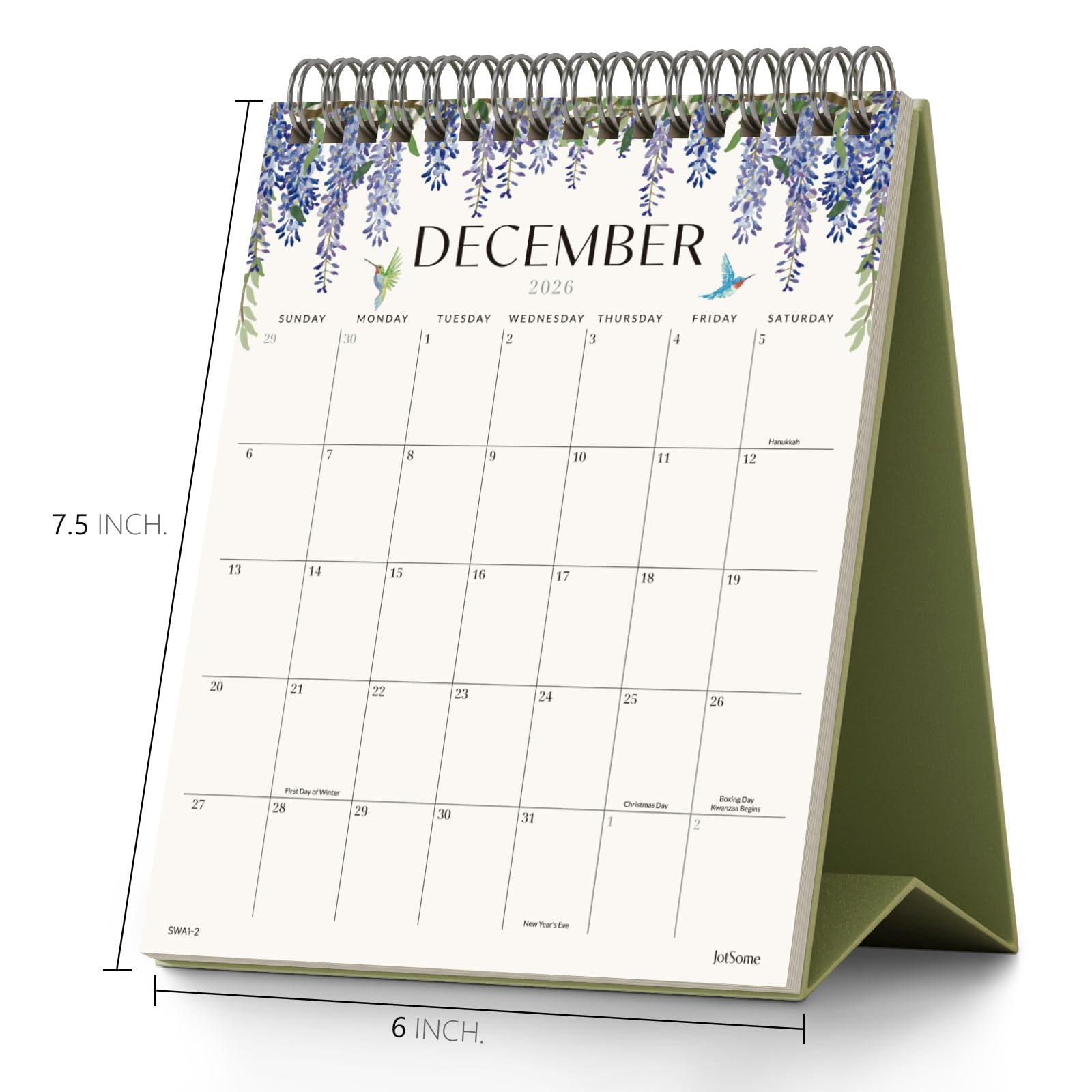 Jotsome Calendario de escritorio pequeño 2026, calendario de escritorio de pie de 18 meses (6 x 7.5 pulgadas) de enero de 2026 a junio de 2027, calendario de escritorio estético de diseño de doble