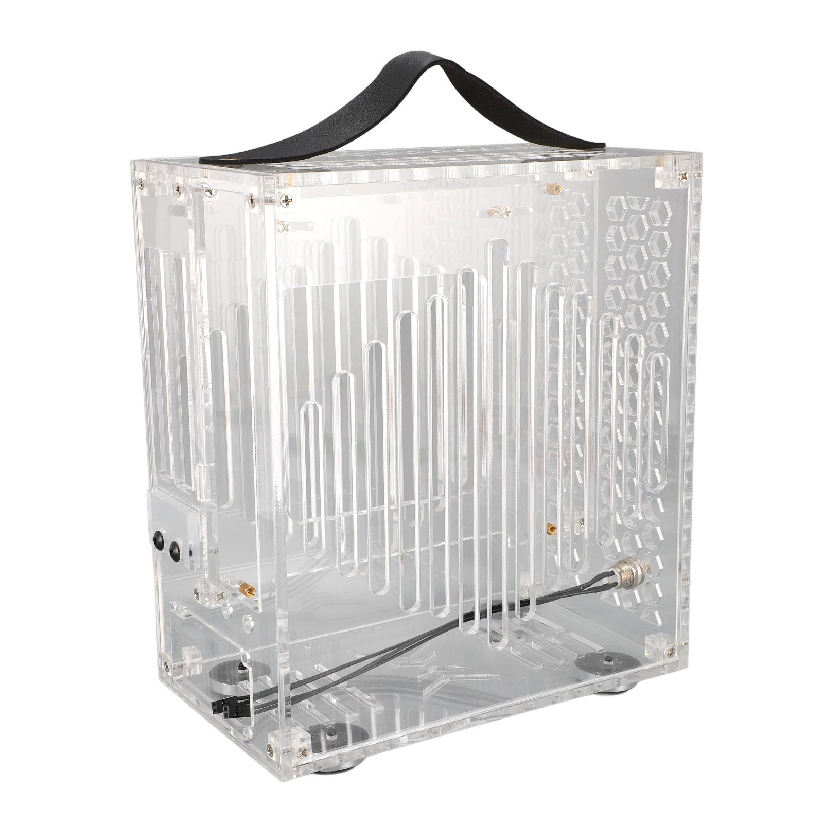 Demeras Miniaturowa Obudowa Komputera ITX Przenośna Akrylowa Obudowa Komputera dla Majsterkowiczów 23x20,5x12cm Przezroczysty Przepływ Powietrza 360 Stopni (Jasne)