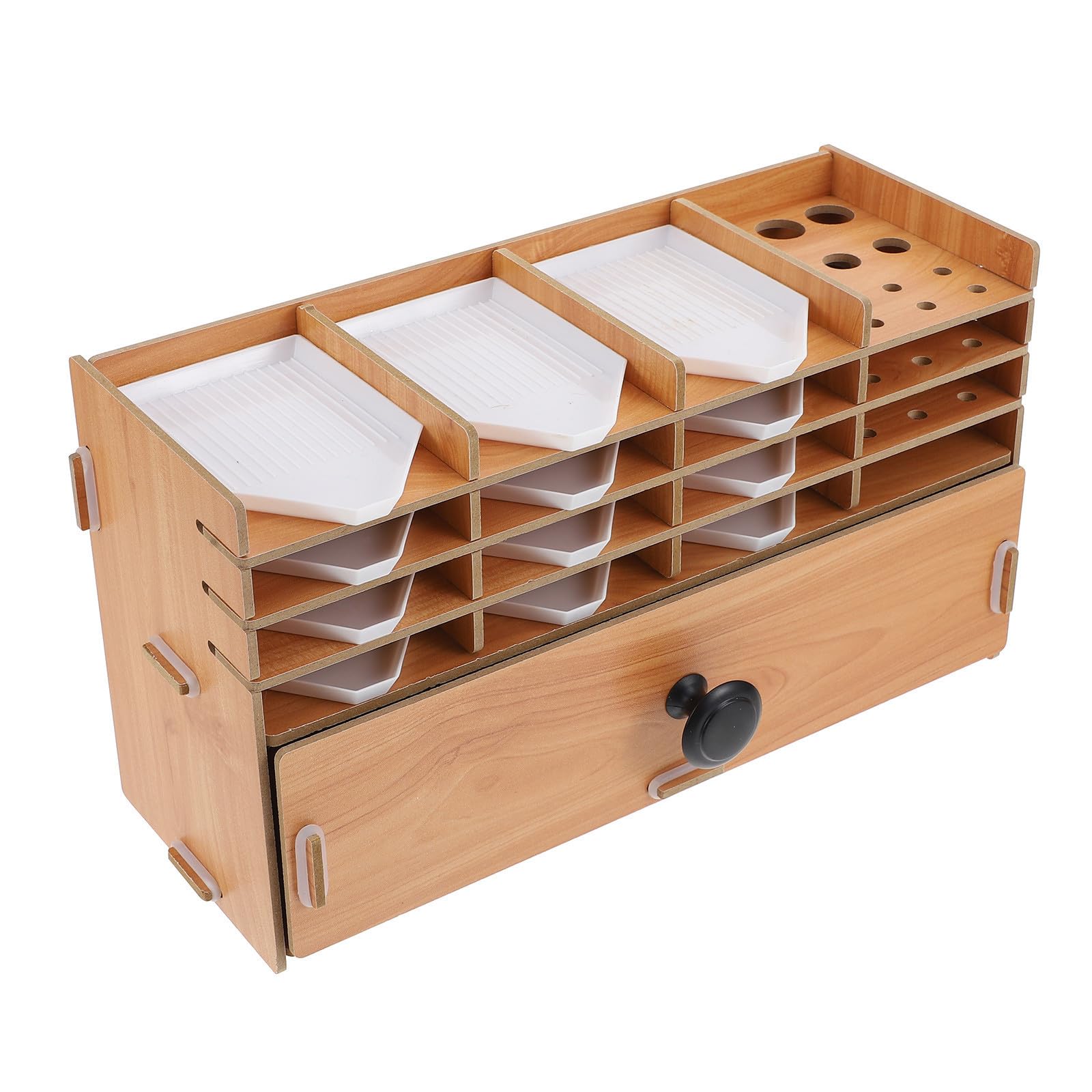 Boîte de rangement multi-couches en bois jojofuny avec plateaux compartimentés amovibles