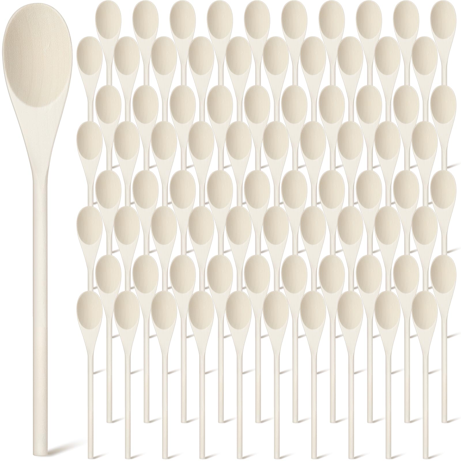 Suzile Holzlöffel, 20,3 cm, Großpackung Geschenke für Mutter, Kochen, Küche, Holzlöffel zum Basteln, ovaler Servierlöffel aus Holz, Saucen, Suppe, Rührkelle für Küche, Backen, Mischen, Servieren, 100