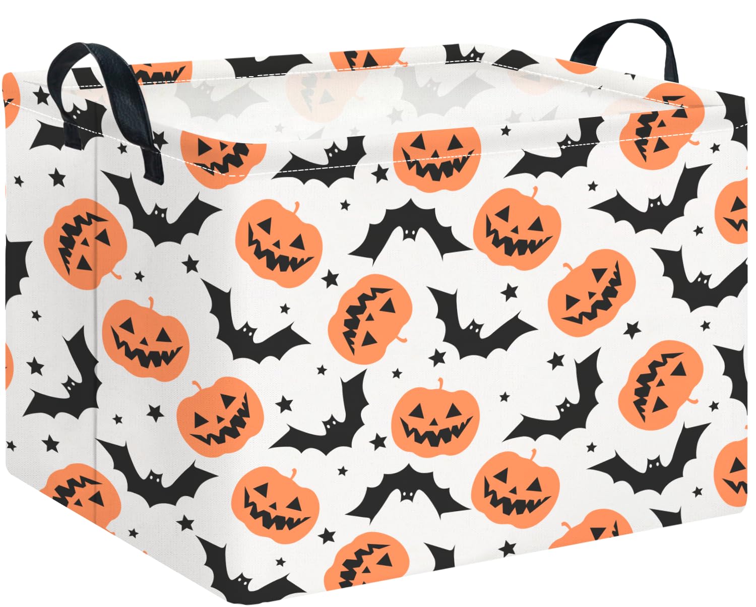 CLOCOR Rectangular Storage Basket Empty,Gift Basket,Waterproof Storage Bin with Handles,Room Decor(Black Star Halloween)