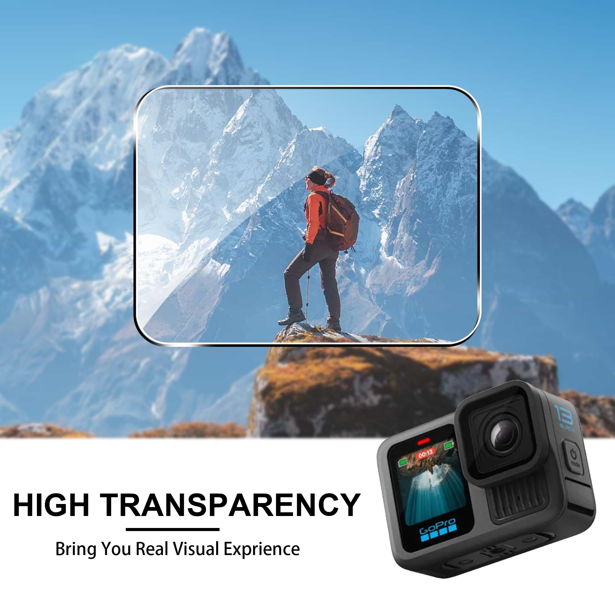 for Go Pro Hero 13 Black Case with [6 Pack] Tempered Glass Protector Compatible,Soft Silicone Cas+Lens Cover Cap+ Lanyard Accessories Bundle Kit-Black