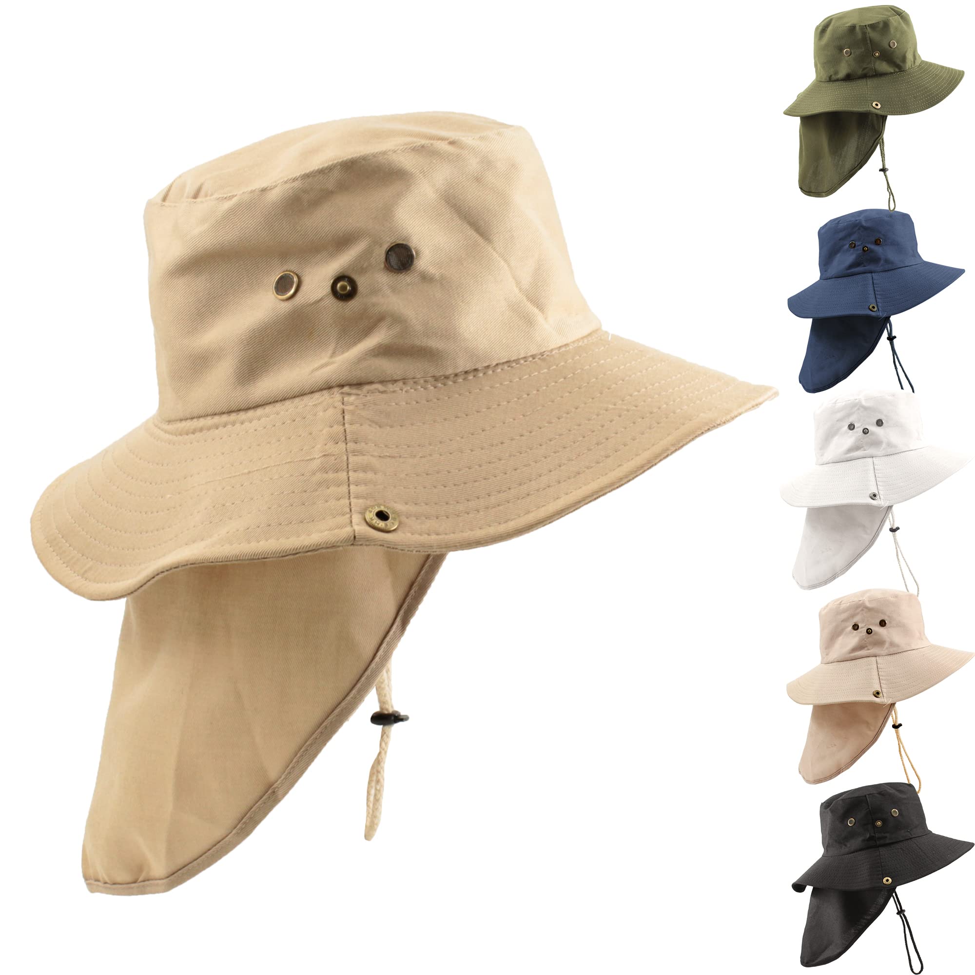 Carnavalife Sombrero de Sol con Protección Cuello para Hombre Mujer, Gorras de Pescador Transpirable y Plegable, Gorro con Orejeras de Acampada y Marcha, Unisex, Talla única