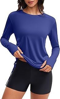 ATTRACO Women Rash Guard Long Sleeve Swim Shirt and Shorts Set SPF Quick Dry 2 Piece Bathing Suit