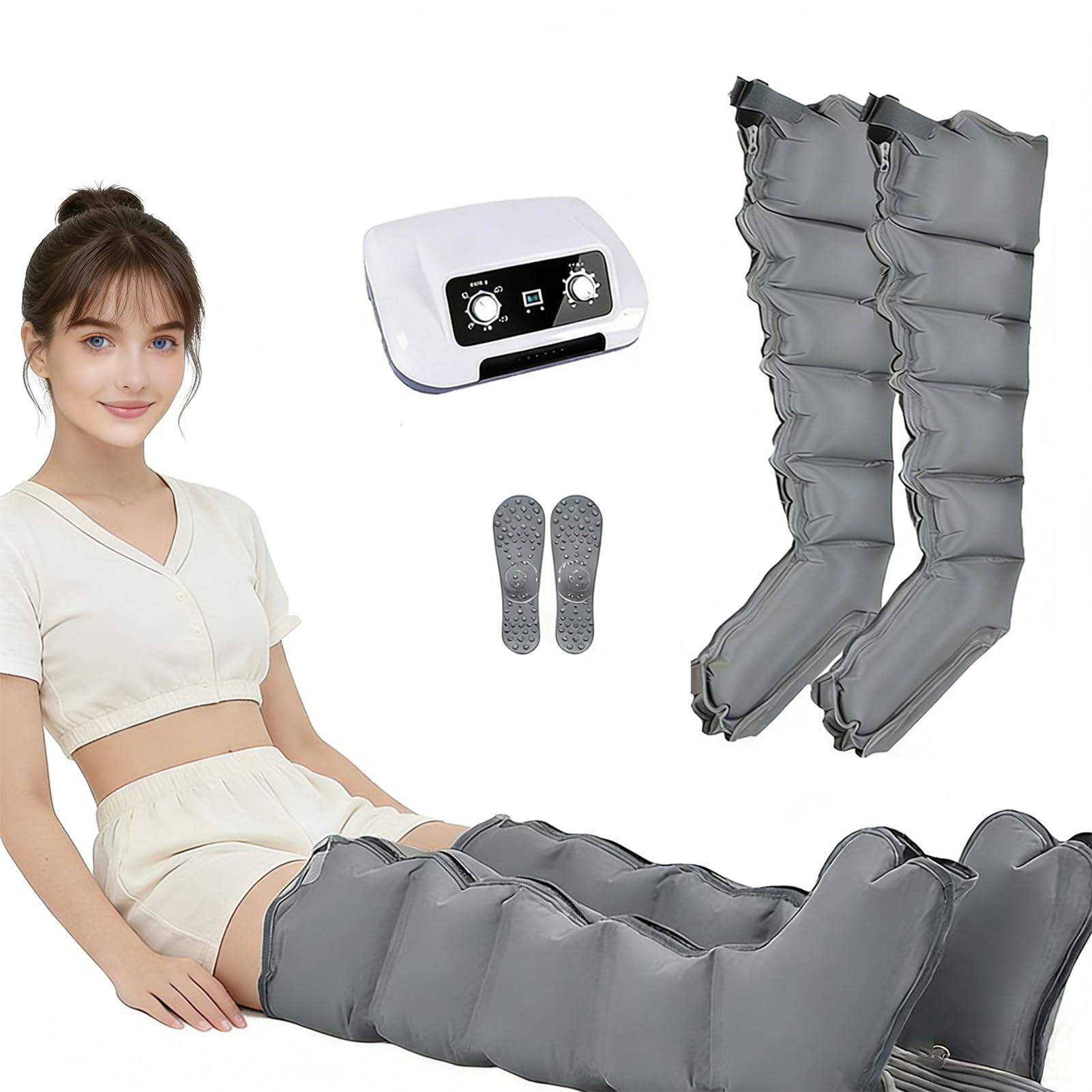 SULQING Lipedema Legs Treatment︱6 Cavity Pressotherapy Air Compression Leg Foot Massager︱ Air Compression Boots︱ Pneumatic Leg Wrap Pressure Machine For Lymphatic Drainage Leg Massager