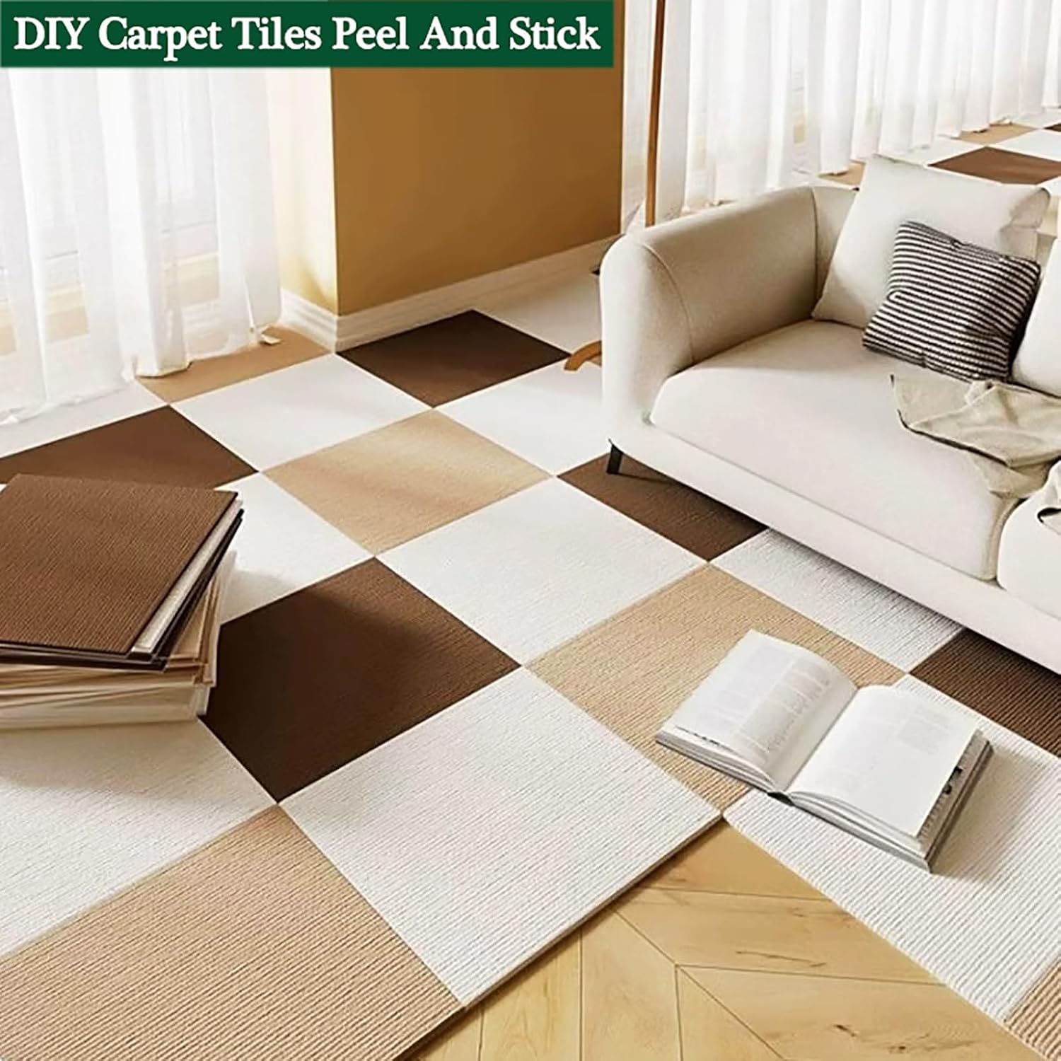 Carpet Tiles Peel and Stick,Carpet Tiles,Self Adhesive Carpet Tiles Floor Tile,Non-Slip & Washable Carpet Squares for Commercial Office Home