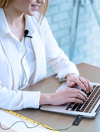 Miniatura 6 de FIFINE Micrófono de solapa Lavalier USB, condensador cardioide con clip, micrófono USB Plug and Play con tarjeta de sonido para PC y Mac-K053