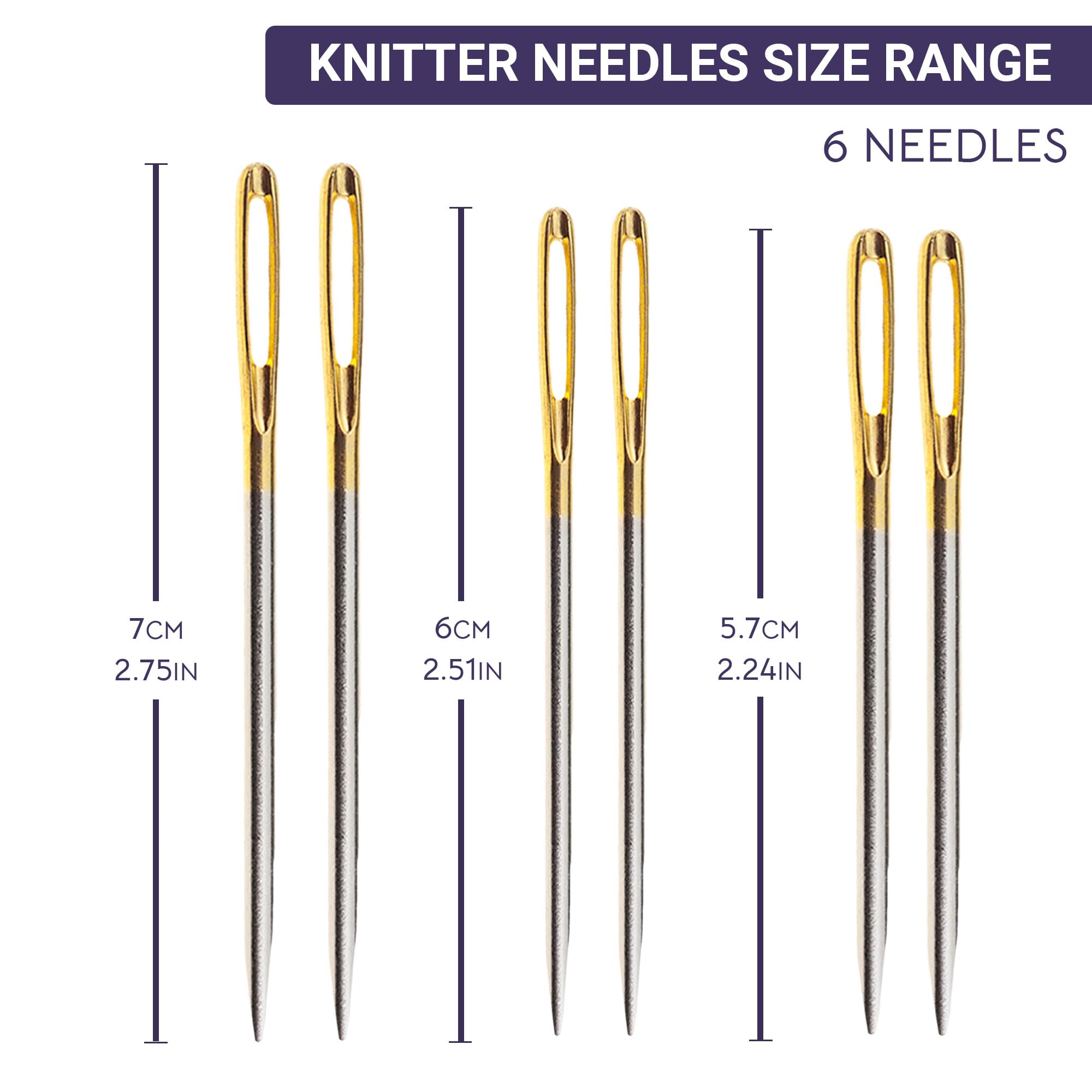The Quilted Bear Gold Eye Knitters Sewing Needles - Image 2