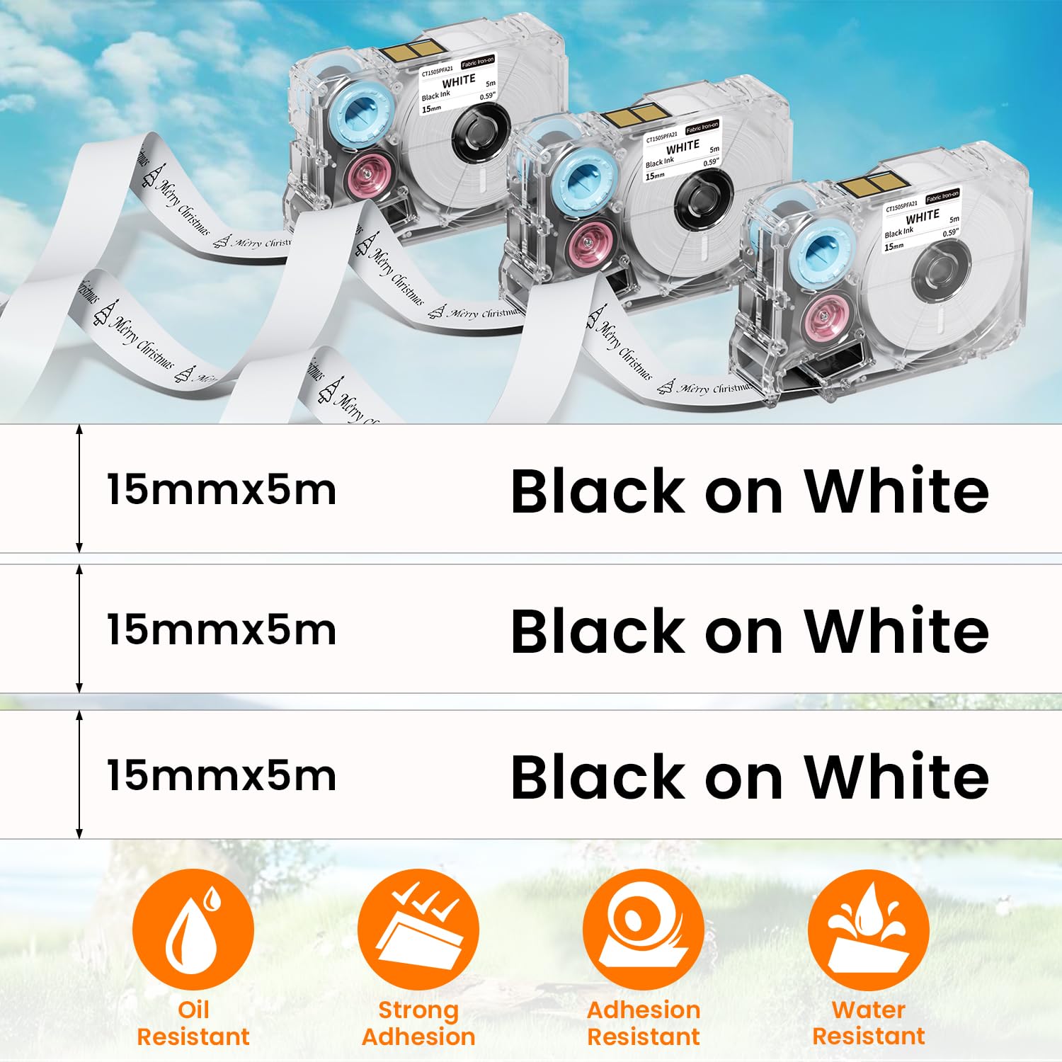 Phomemo A30 P15 Fabric Hot Stamping Continuous Labels, Suitable for Clothing Garments, and DIY Crafts, Size: 15mm × 5m - Image 2