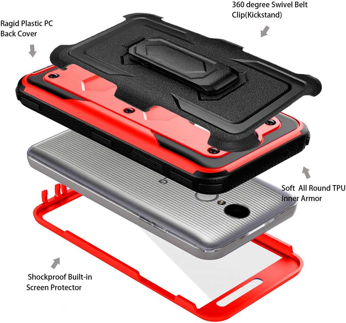 LG Aristo,Aristo 2 Case/Aristo 2 Plus/Rebel 4/Phoenix 4/Aristo 3/Tribute Empire/Aristo 3+/K8S/Rebel 2 LTE,3 LTE/Tribute Dynasty/phoenix 3/Fortune/Risio 2/K8/Zone 4,Risio 3,Fortune 2/K8+ Holster, Red