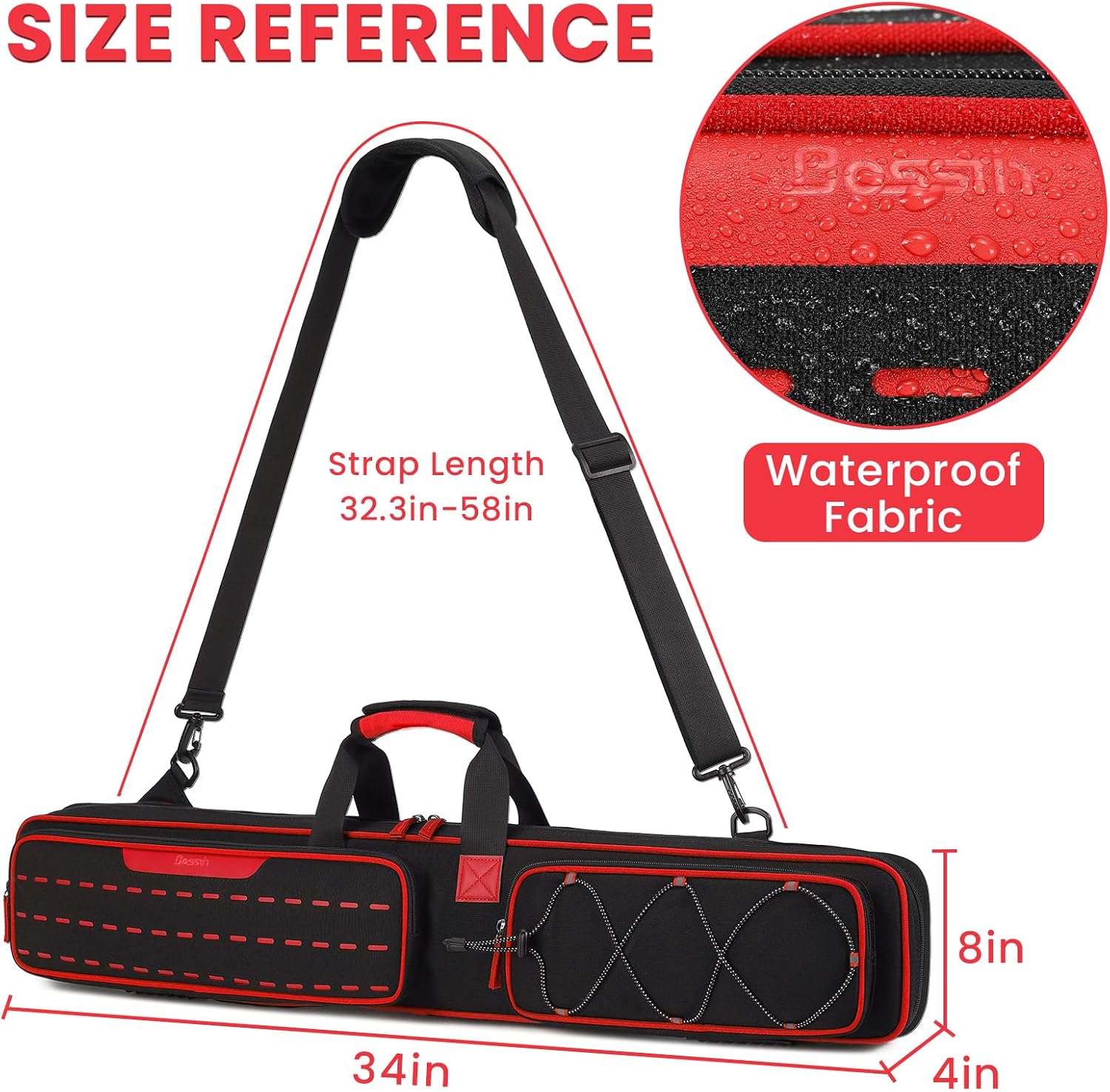 BOSSTIN Pool Cue Case, 3x4 / 5x5 Pool Stick Billiard Cue Accessories Soft Padded Bag Case thumbnail