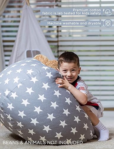 Miniatura 73 de Aubliss - Funda para organizar juguetes de felpa, se convierte en un puf cuando se rellena Se convierte en un puf para niños cuando está lleno. Aqua