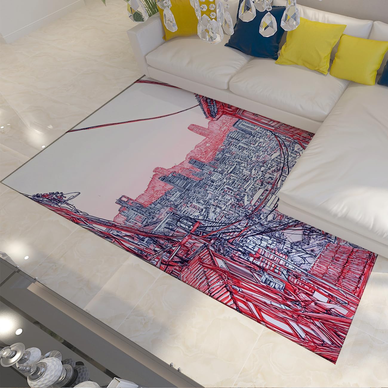Tapis de quartier urbain facile à nettoyer pour en finir avec les glissades au salon