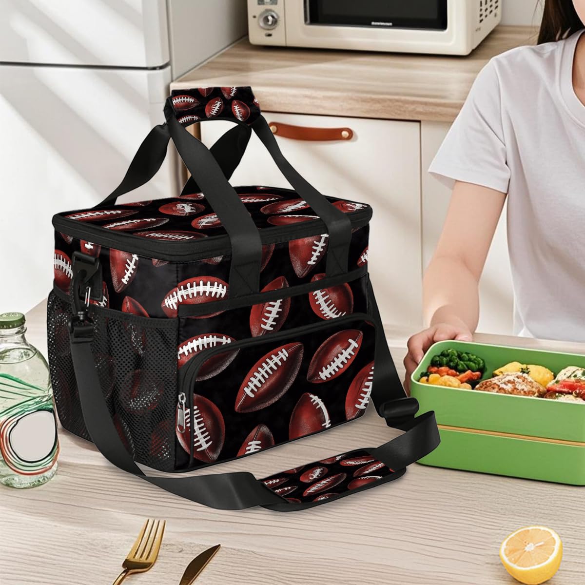 Mexpekil Borsa termica riutilizzabile a prova di perdite per il pranzo a forma di pallone da football americano, picnic, borsa termica per donne, uomini, lavoro, campeggio, spiaggia, ufficio, 24