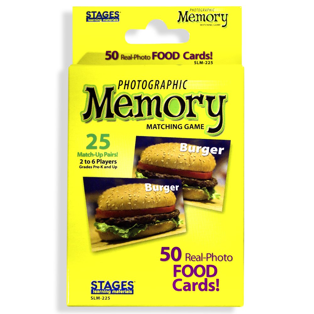 Stages Learning Materials Picture Memory Foods Card Real Photo Concentration Game, Yellow, Size 5 x 3