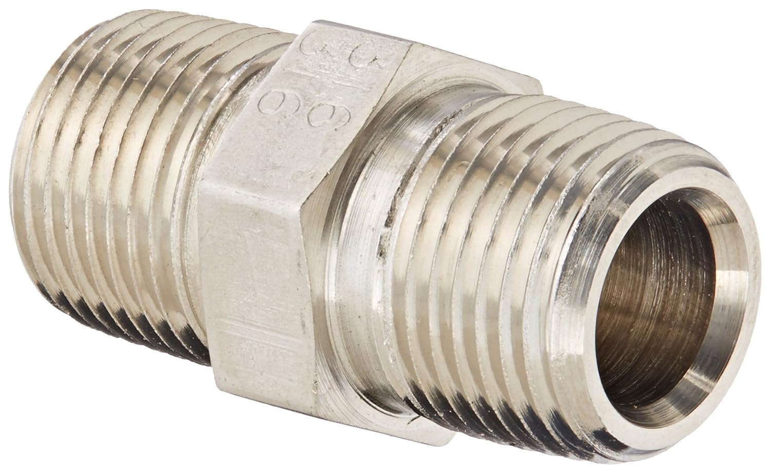 Eaton Weatherhead 3081X6 Stainless Steel 316 Fitting, Hex Nipple, 3/8 NPT Male, 1.45 inches Length