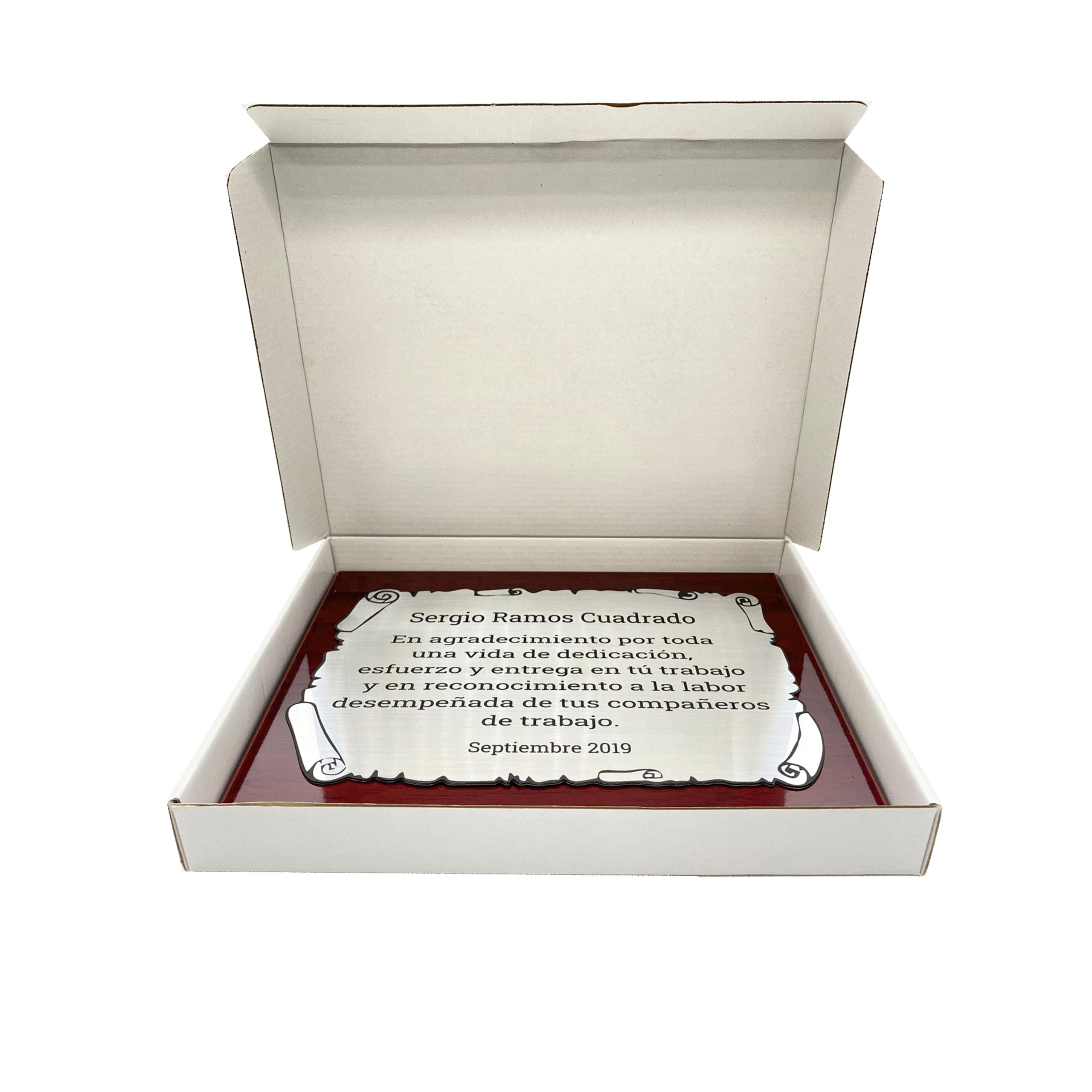 Placa conmemorativa personalizada grabada con láser (Mediana)