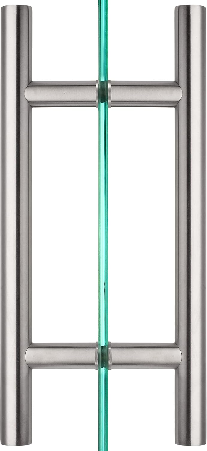 Rockwell Security 8 Inch Back to Back Ladder Pull in Brushed Nickel for Heavy Glass Frameless Shower Doors