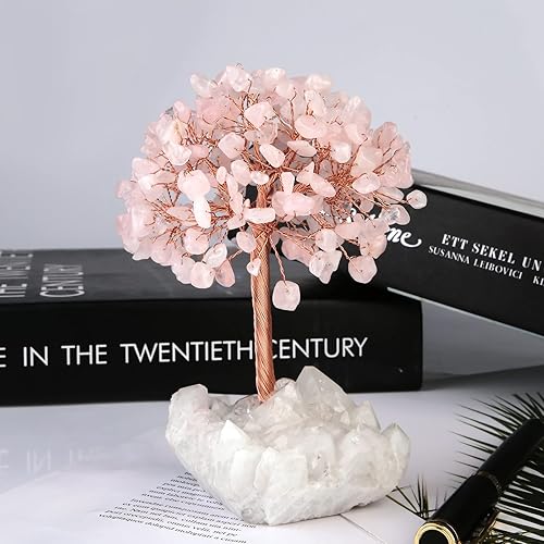 Miniatura 3 de rockcloud Árbol de dinero de cristal hecho a mano con base de racimo de cristal de roca, árbol bonsái con piedras preciosas para decoración de