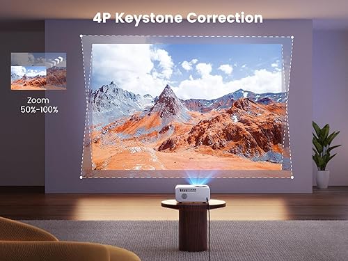 Miniatura 5 de Enfoque eléctrico y TV AndroidProyector 4K con WiFi y Bluetooth, WiMiUS Full HD 1080P 500ANSI Proyector de cine en casa 4K +, 4PAuto Vertical