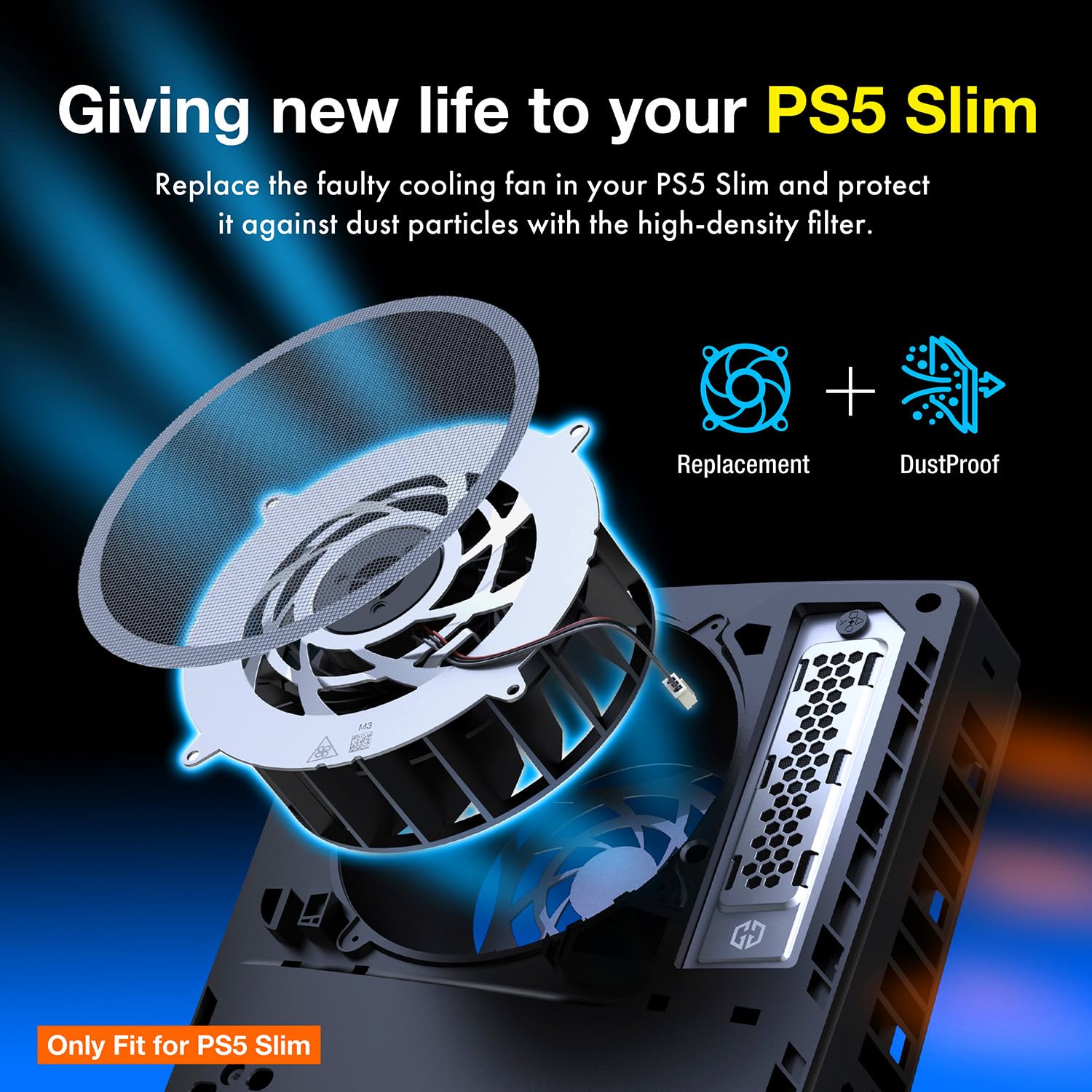 GRAUGEAR Parti di ricambio per ventola di raffreddamento interna sottile PS5, kit di ricambio per la pulizia della polvere, compatibile con ventola di raffreddamento a 19 pale (PS5 Slim)