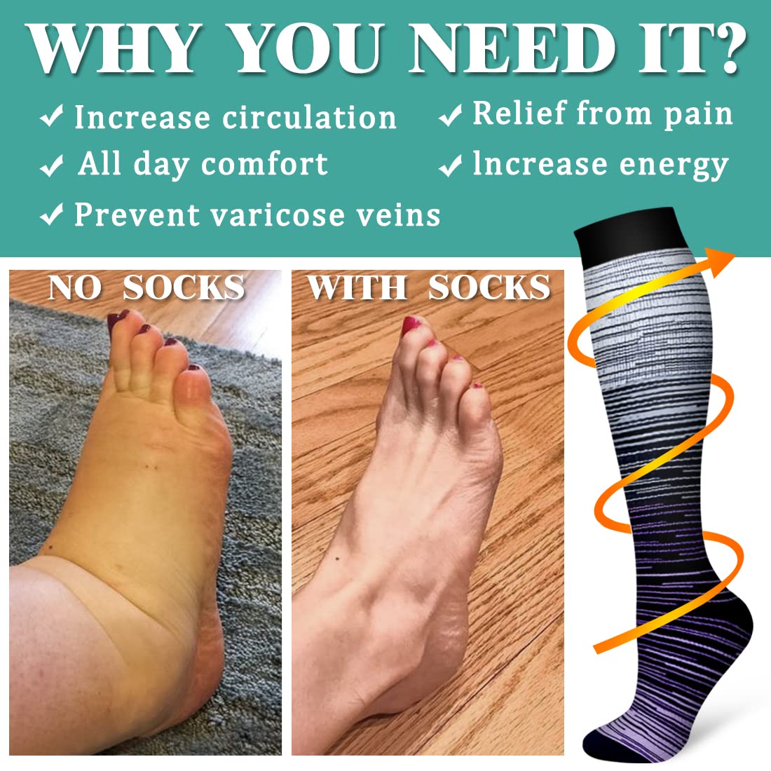 Snapklik.com : Laite Hebe 3 Pack Medical Compression Sock-Compression ...