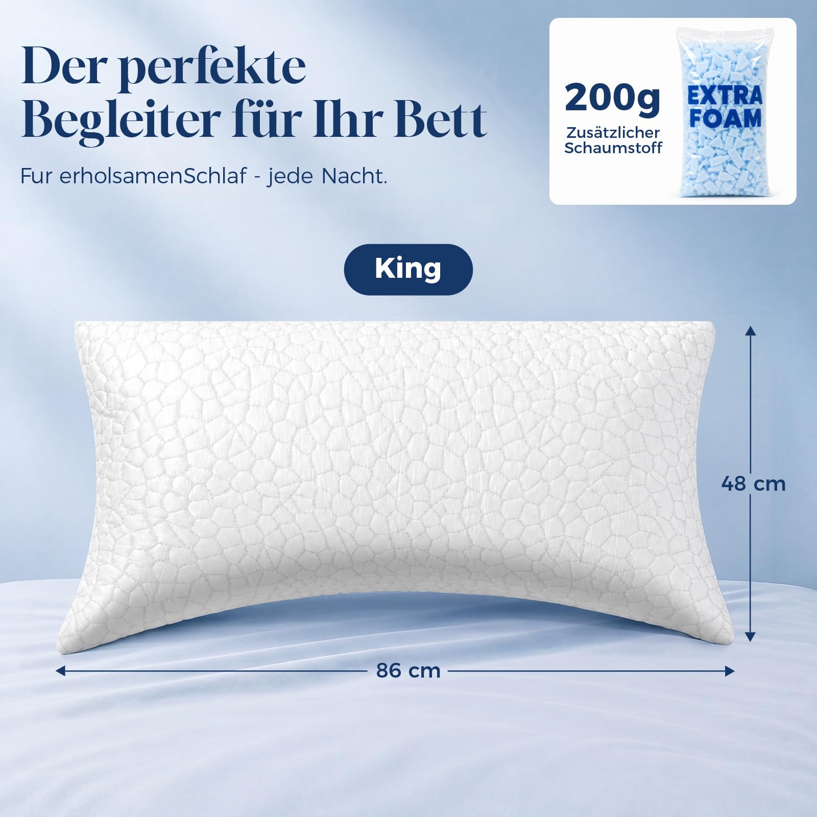 Almohada para dormir de lado ajustable con relleno de espuma viscoelástica de 200 g, almohada de refrigeración ergonómica con diseño curvado para soporte de cuello y hombros, almohada ortopédica