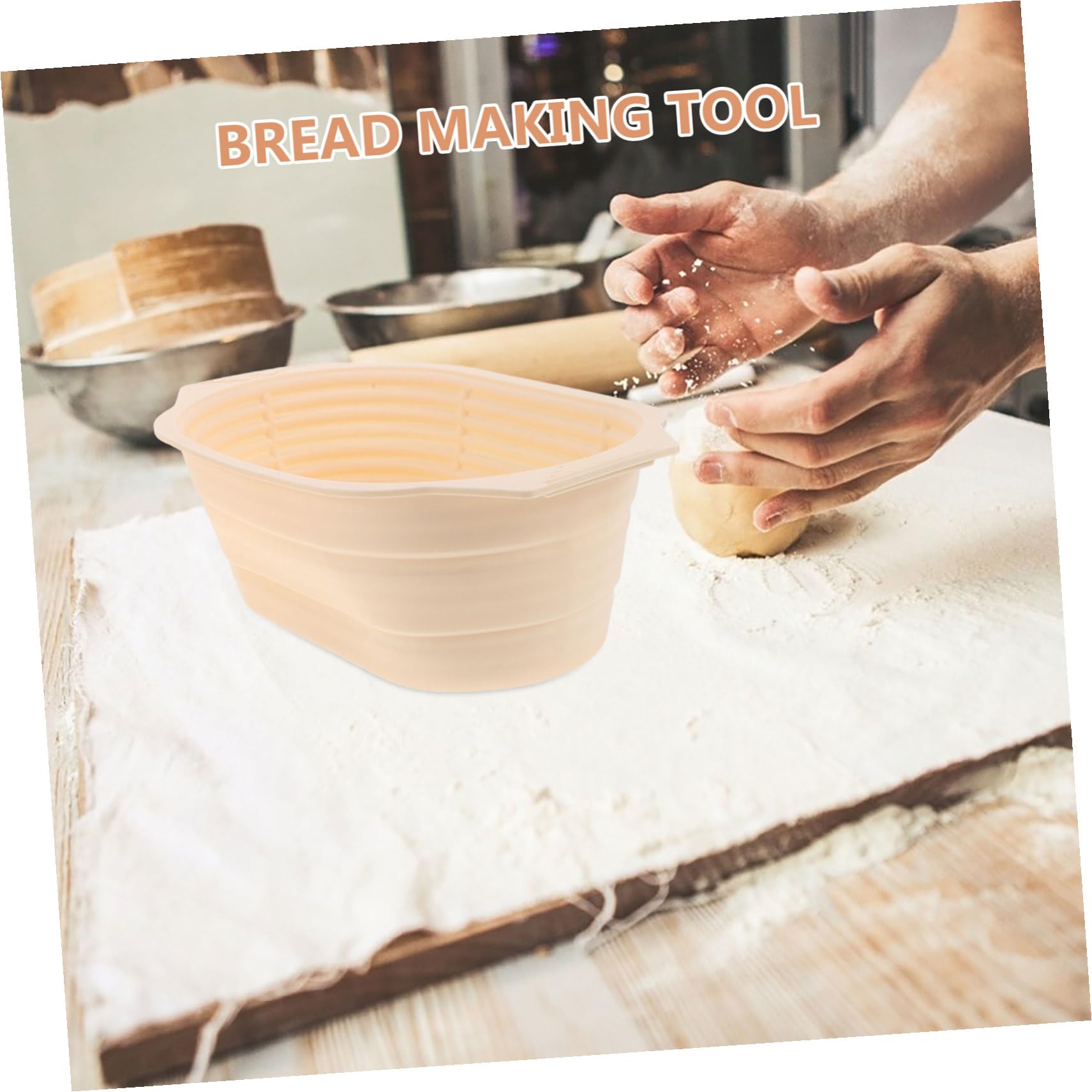 Cesta Banneton de Silicona Redonda para Fermentación de Pan, 1 Juego | Acero Inoxidable y Silicona, Diseño Plegable de Gran Capacidad, Incluye 6 Accesorios para Repostería Casera