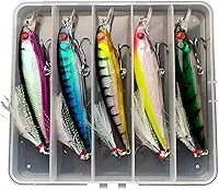 Kit 5 Isca Artificial Minnow para Meia Agua Tucunaré Traira Robalo