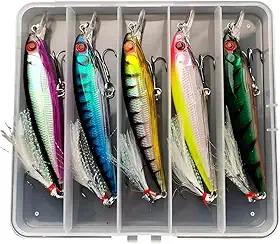 Kit 5 Isca Artificial Minnow para Meia Agua Tucunaré Traira Robalo