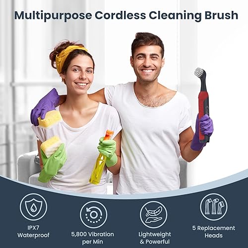 Miniatura 6 de LifeBasis Kit de limpieza eléctrica recargable, 11 piezas, cepillo de limpieza eléctrico inalámbrico, IPX7, impermeable, cepillo de lechada