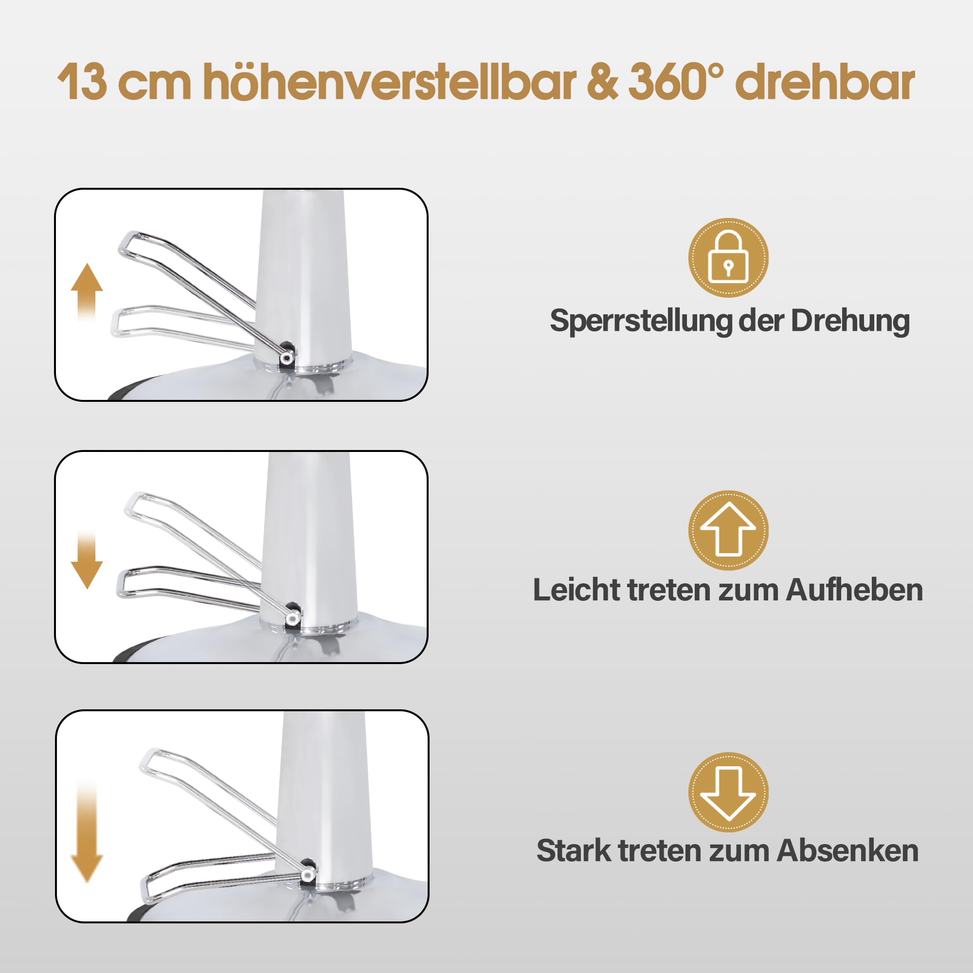 Barberpub Friseurstuhl mit Kopfstütze, Hydraulikpumpe 360° Drehbar, Höhenverstellbar, PVC Kunstleder, Schwarz