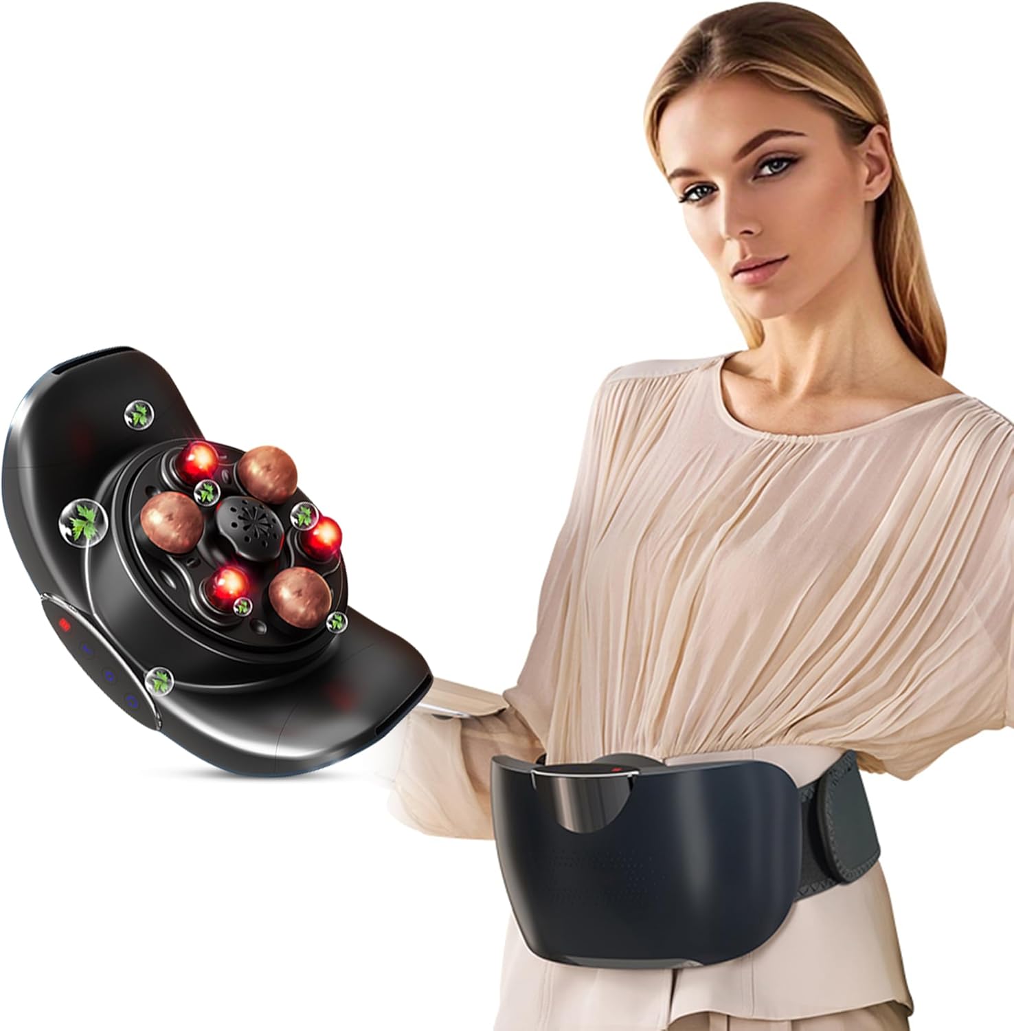 automatic abdominal massager, bianstone belly rubbing instrument, dual-use for waist and abdomen, positive and negative massage, flatulence relief, promote intestinal peristalsis (deep blue)