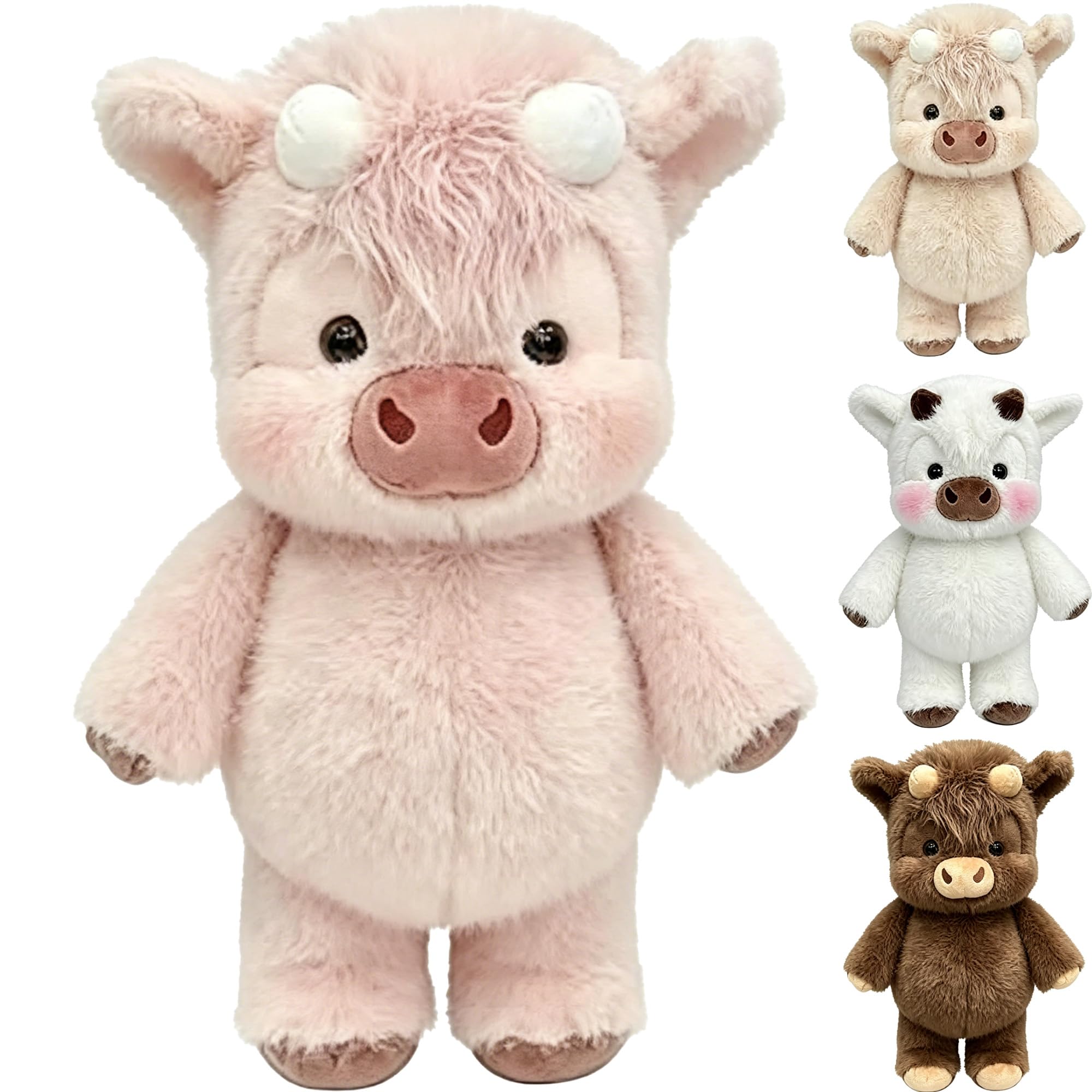 Highland Cow Soft Plush Toy, Running Calf Soft Toy Highland Cow Squishy Running Plushies, For Men Women Teens (Pink)